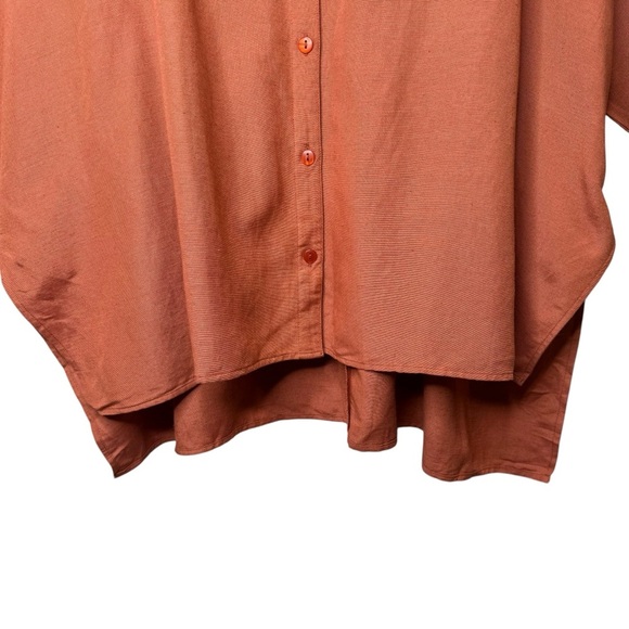 NEW Helen Owen Bri Rust Orange Lagenlook Linen Blend Button Up Tunic Top Sz OS - Picture 6 of 12